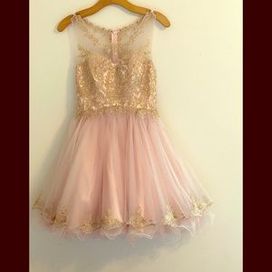 Beautiful size 4 pale pink and gold dress.
